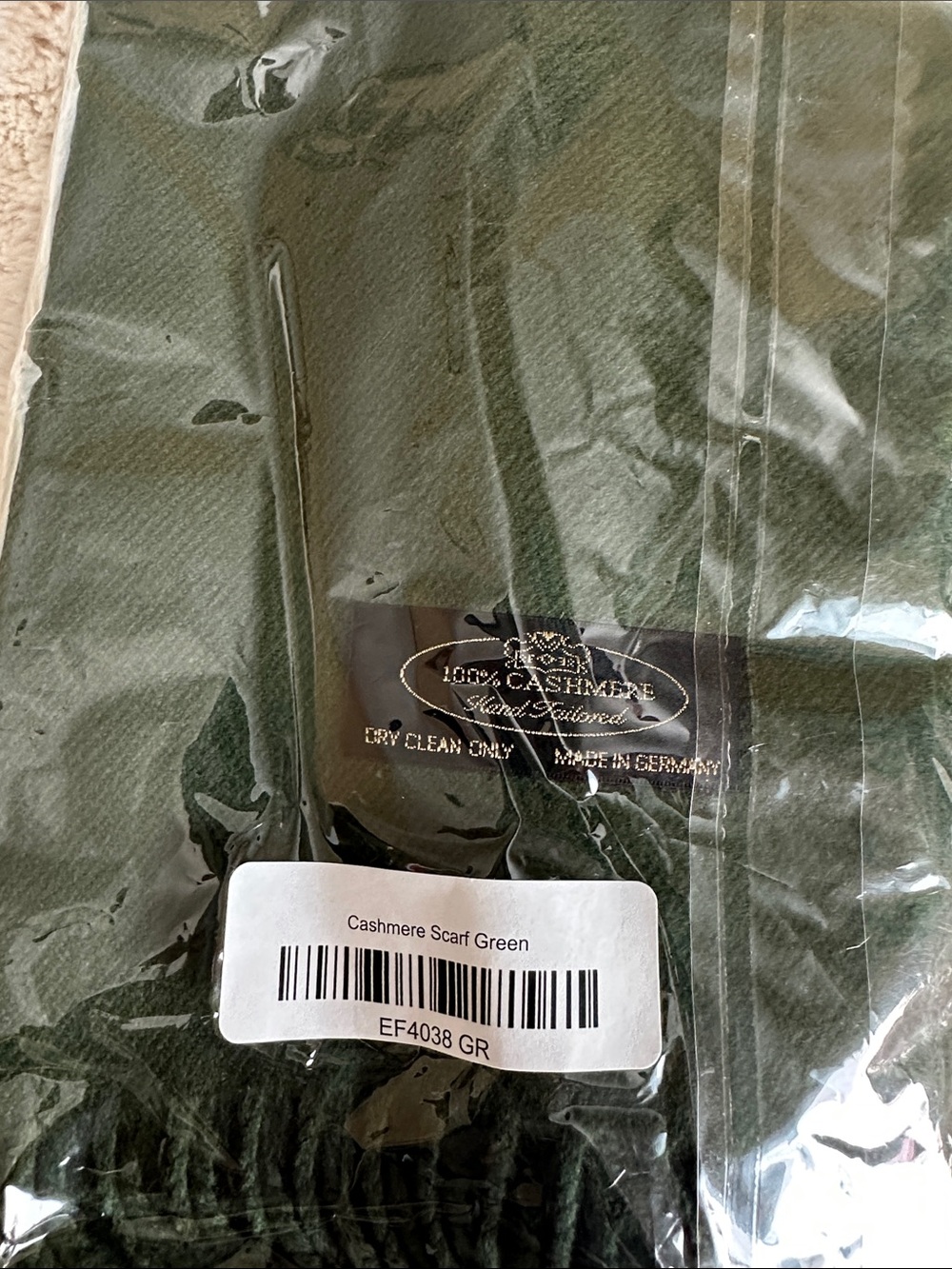 100% Cashmere Men's Scarf in Green